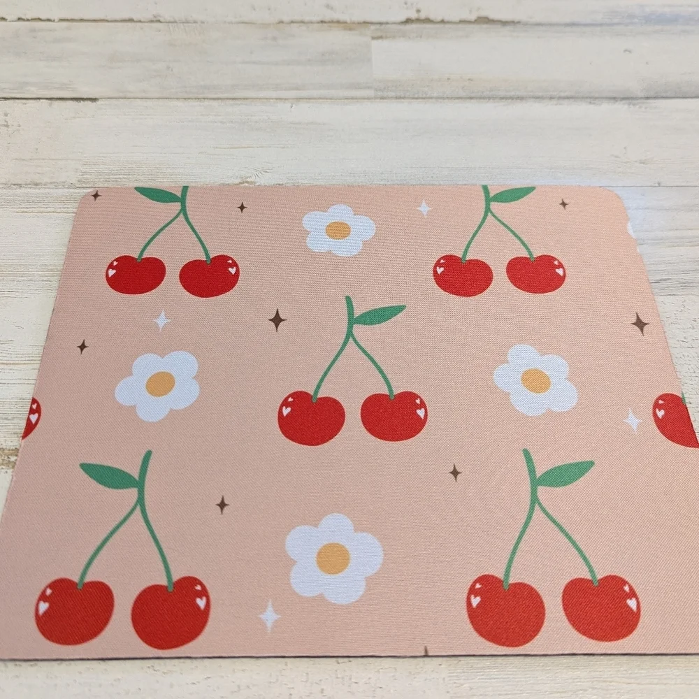 Cherry and Flower Mouse Pad 8.7inx7in